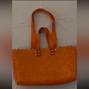 Orange Woven Tote Bag- nahui ollin